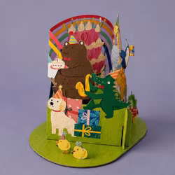3D Pop-up Bursdagskort – Party Animals
