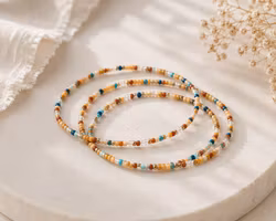 3pk Glass Beads Stretch Bracelet