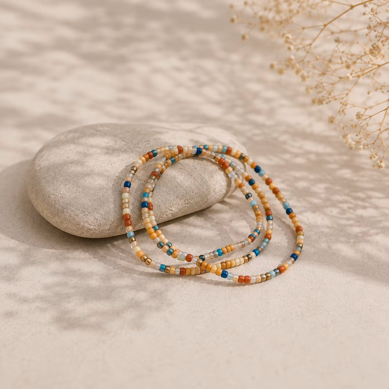 3pk Glass Beads Stretch Bracelet