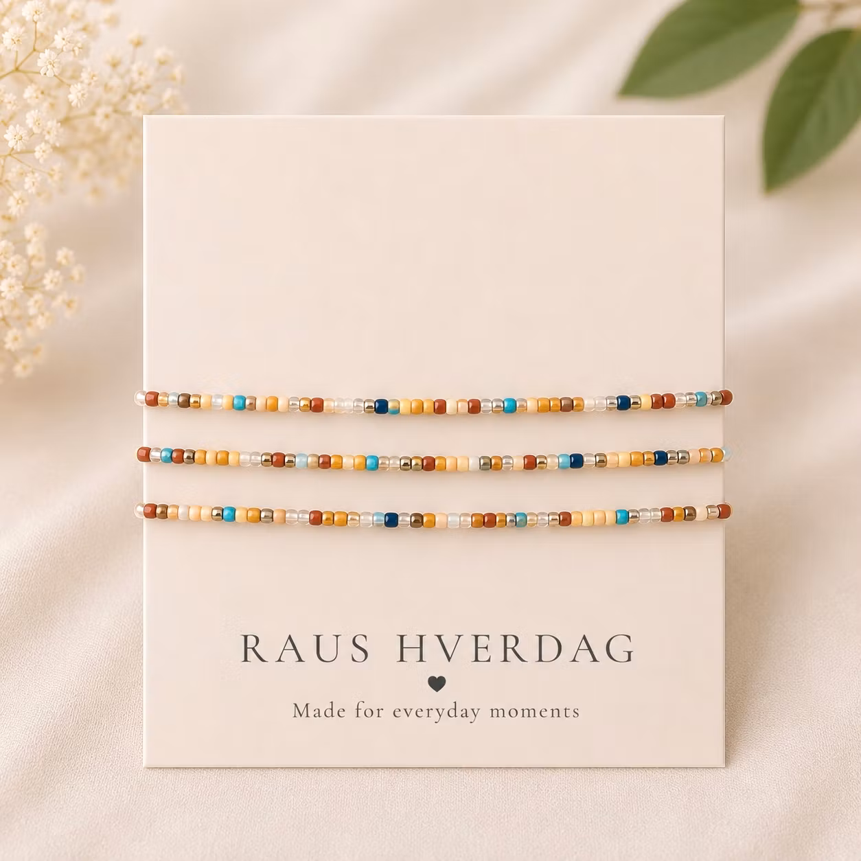 3pk Glass Beads Stretch Bracelet