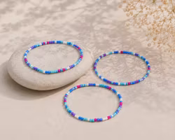 3pk Glass Beads Stretch Bracelet