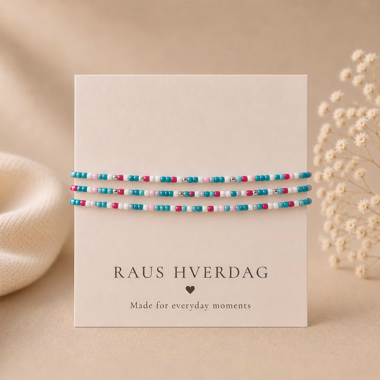 3pk Glass Beads Stretch Bracelet