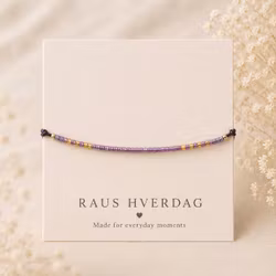 Mini Glass Beads Armbånd - Lilla/gull