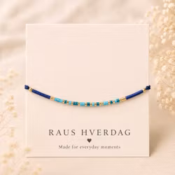 Mini Glass Beads Armbånd - Blå/gull