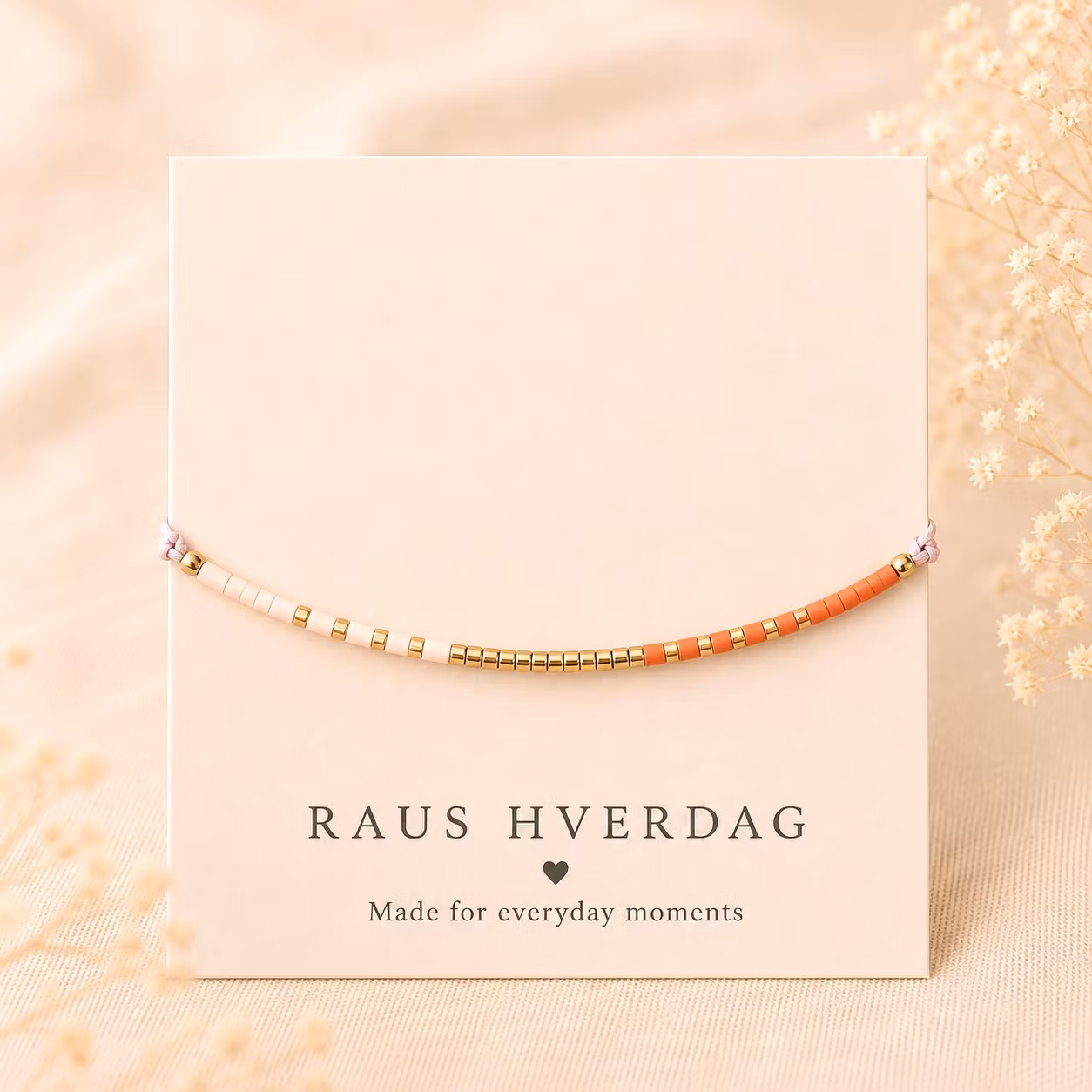 Mini Beads Armbånd - Rosa/Oransje