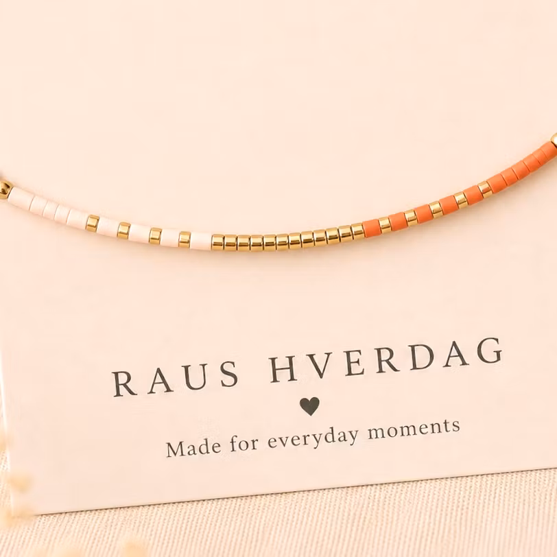 Mini Beads Armbånd - Rosa/Oransje