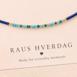 Mini Glass Beads Armbånd - Blå/gull