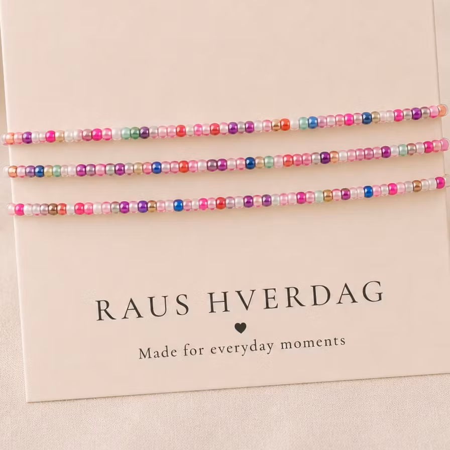 3pk Glass Beads Stretch Bracelet - Rosa