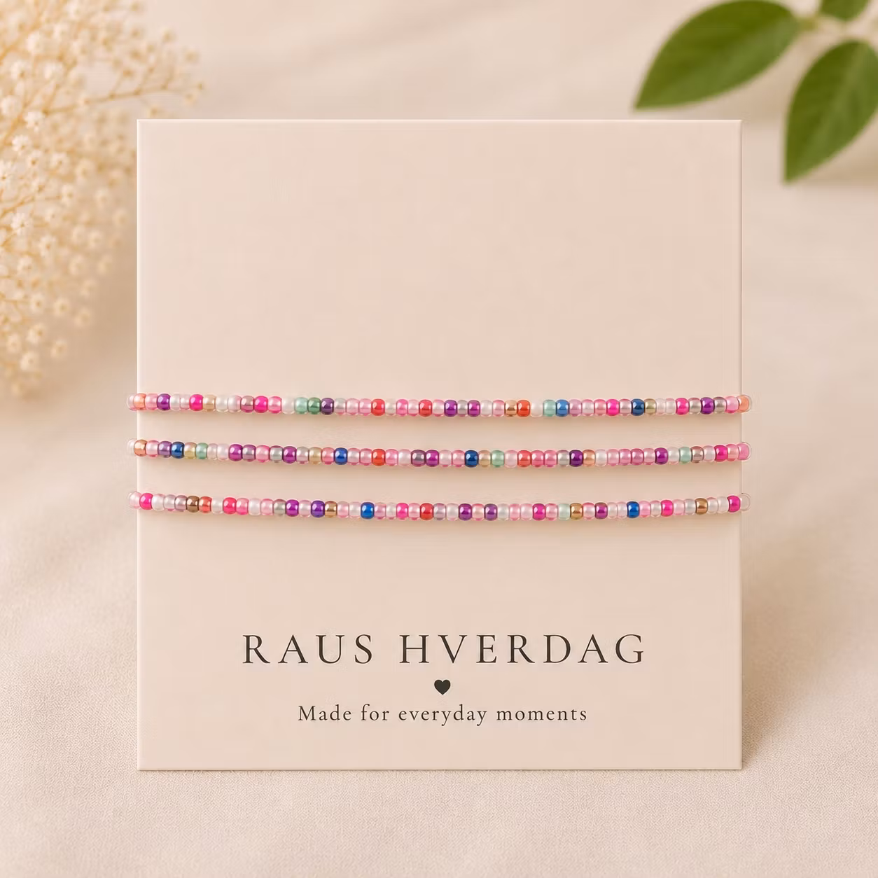 3pk Glass Beads Stretch Bracelet - Rosa