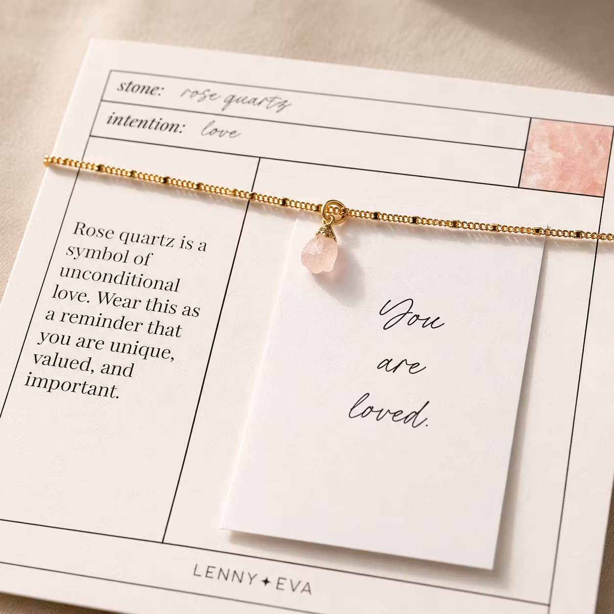Lenny&Eva  - Bella Necklace-Rose Quartz