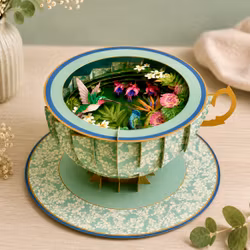 A Cup of Tea Pop Up Card - Hummingbirds