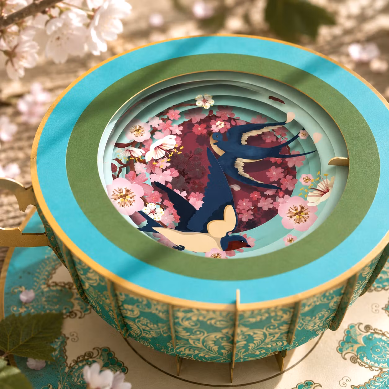 A Cup of Tea Pop Up Card - Cherry Blossom