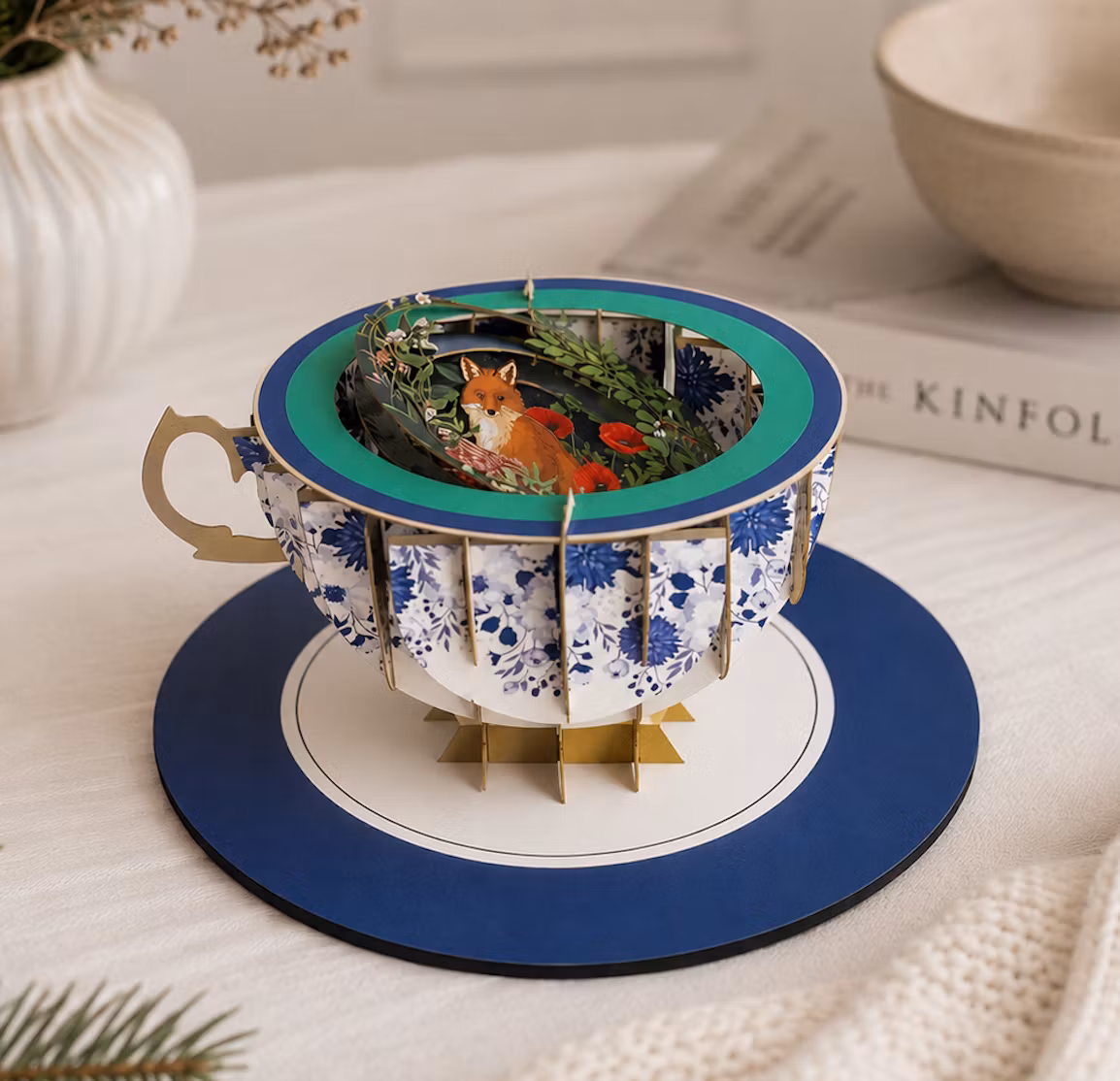 A Cup of Tea Pop Up Card - Fox
