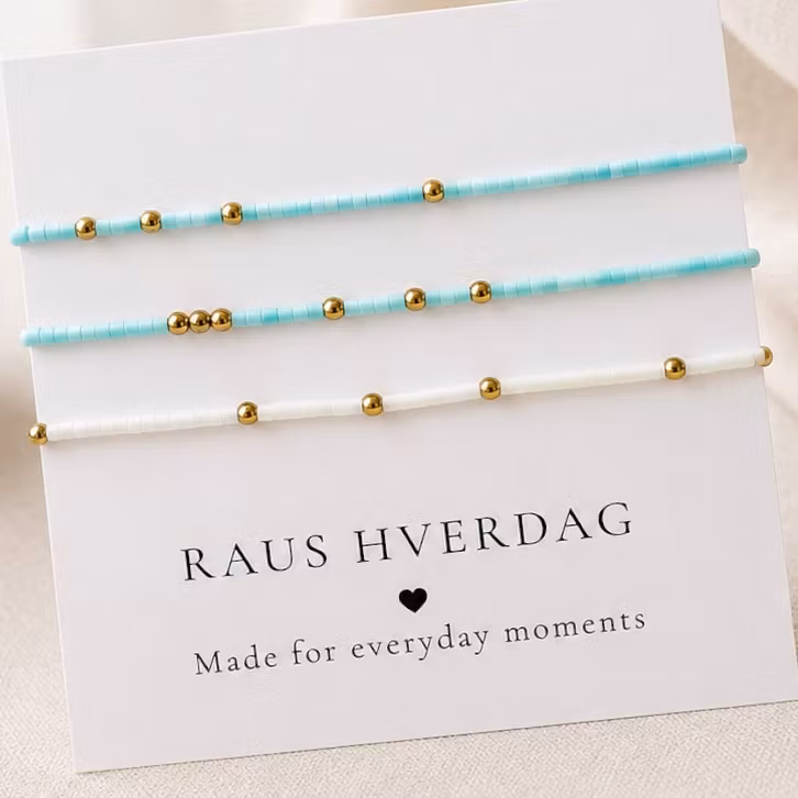 3pk Glass Beads Stretch Bracelet