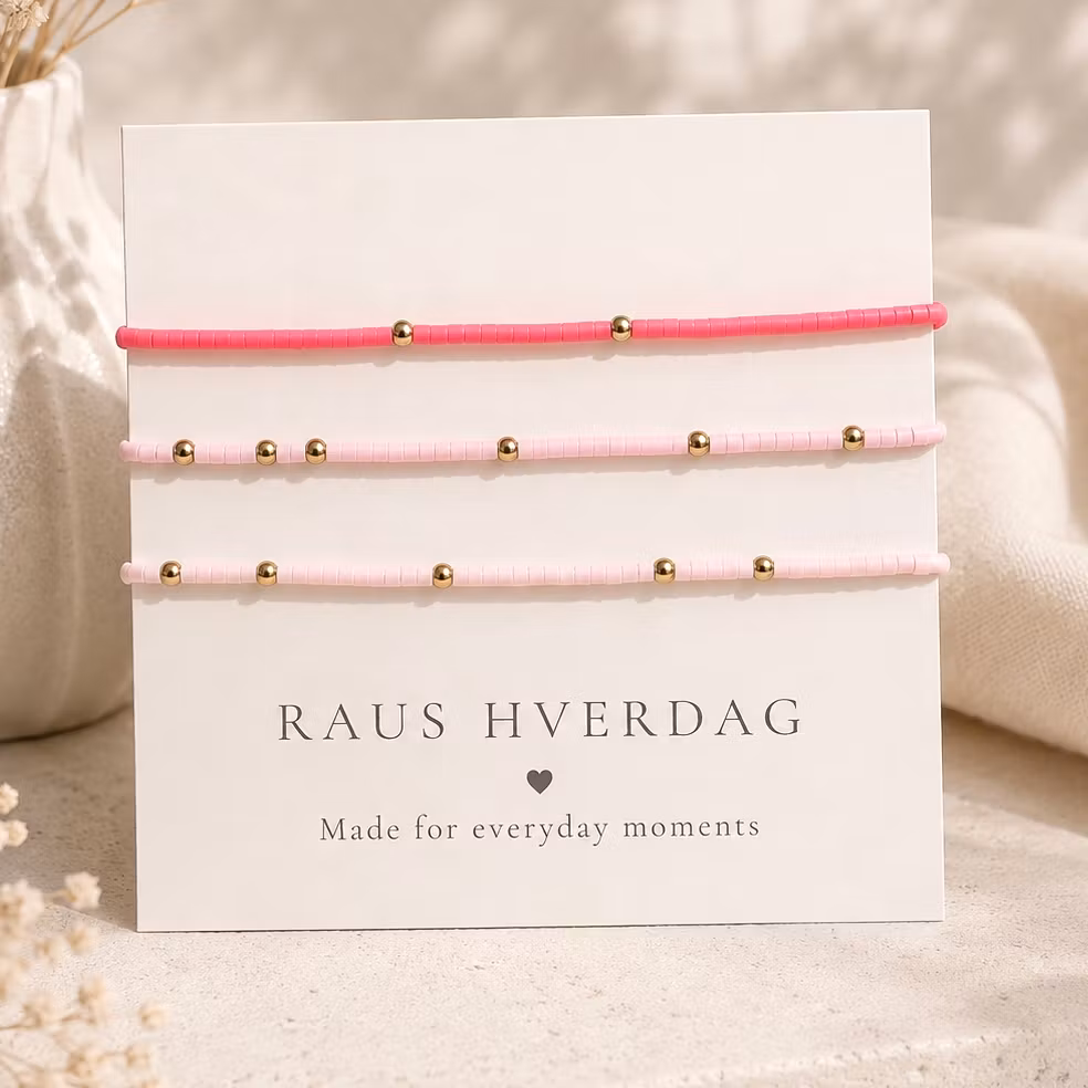 3pk Glass Beads Stretch Bracelet