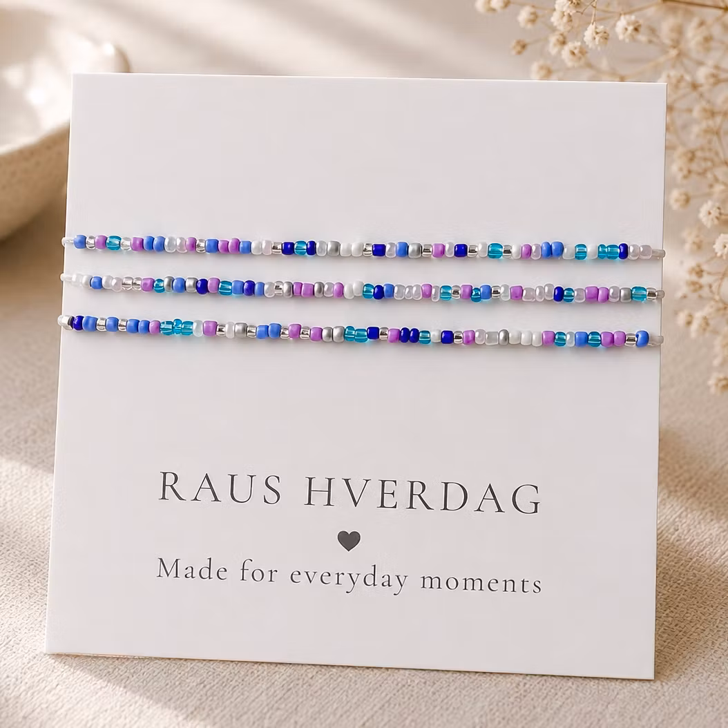 3pk Glass Beads Stretch Bracelet