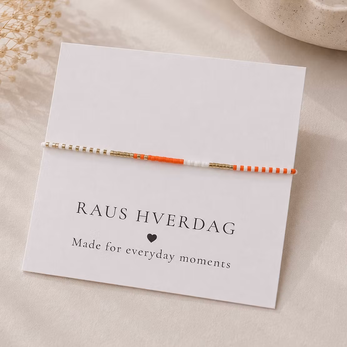 Mini Beads Armbånd - Gull/Orange