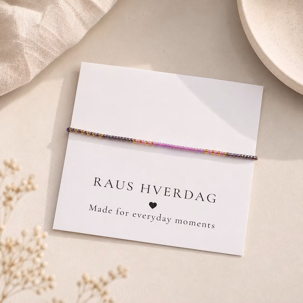 Mini Beads Armbånd - Lilla/gull
