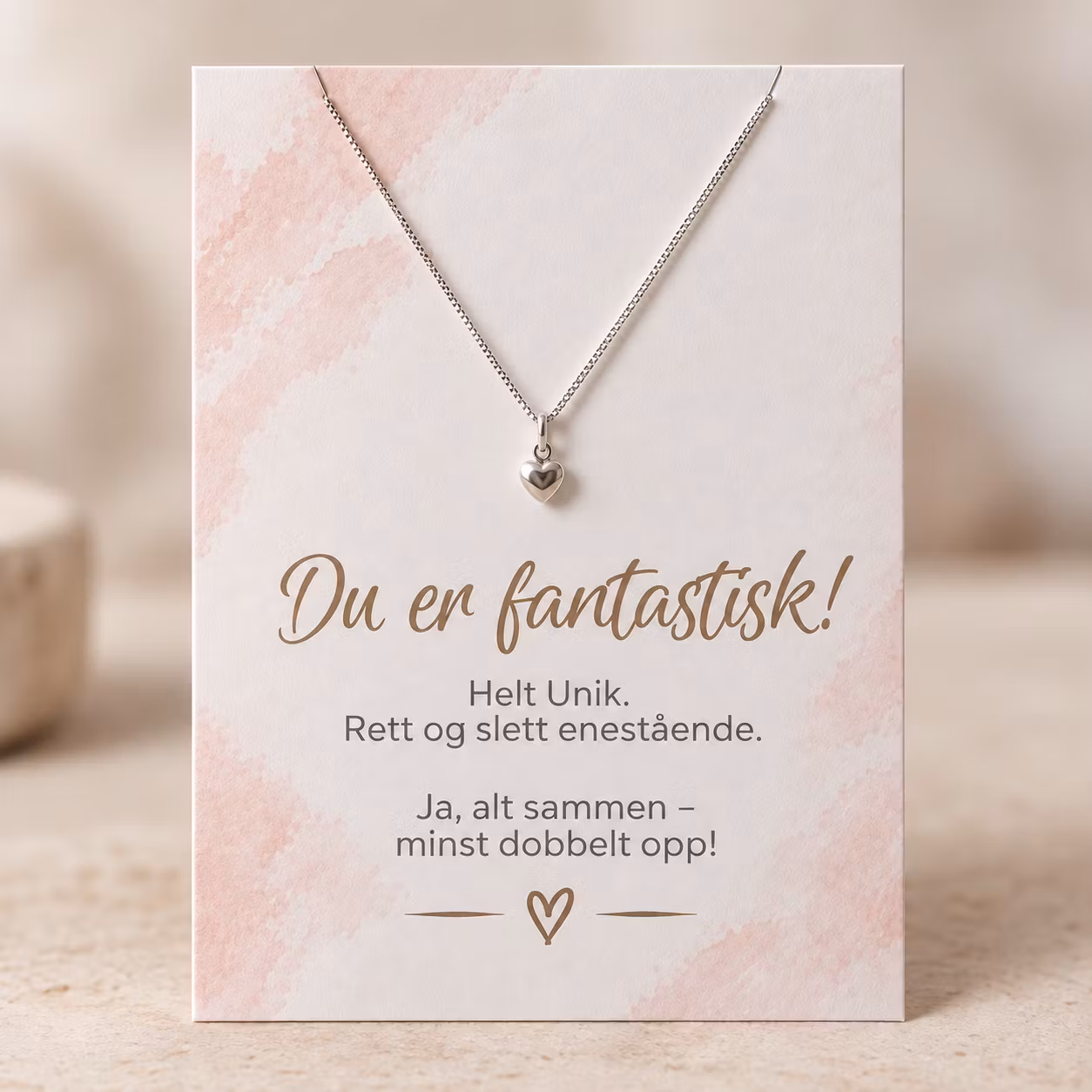 Du er fantastisk - Smykkekort med sølvkjede