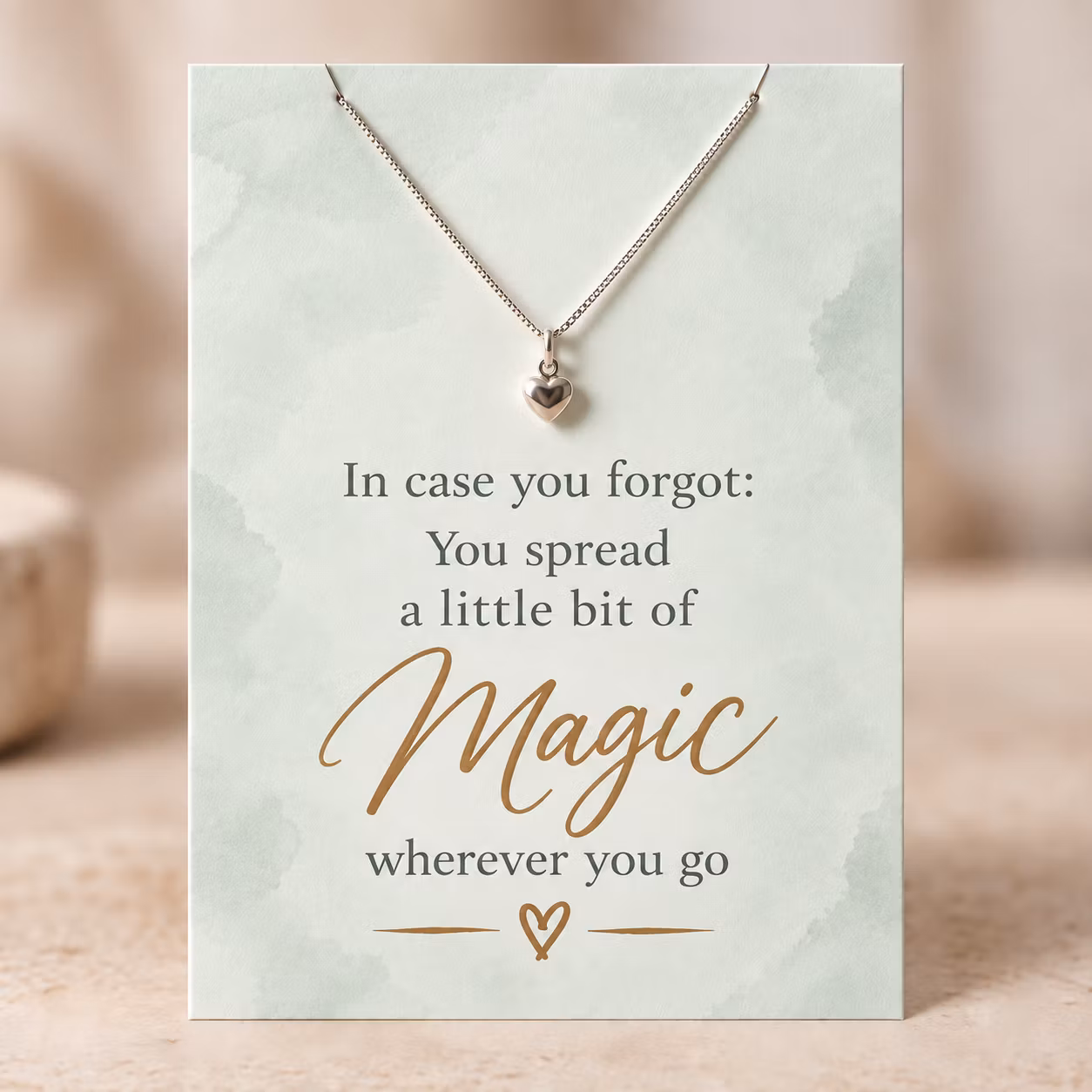 Magic – smykkekort med hjertekjede