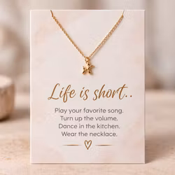 Life is short – smykkekort med ballonghund-kjede