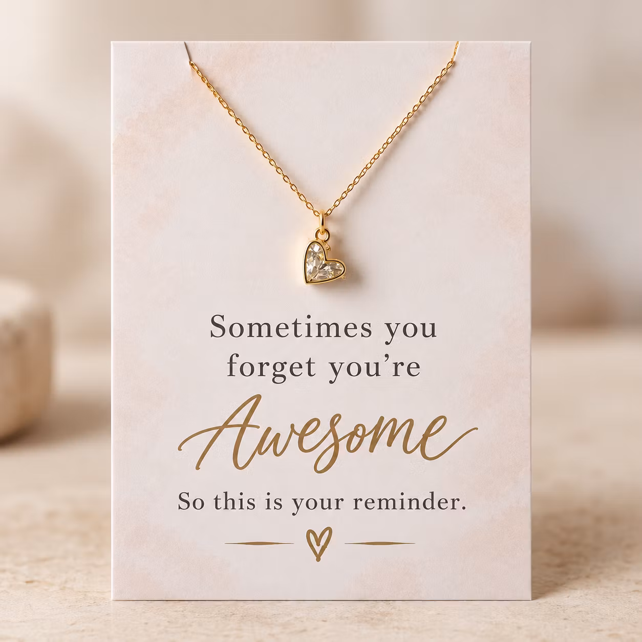Awesome – smykkekort med  hjertekjede
