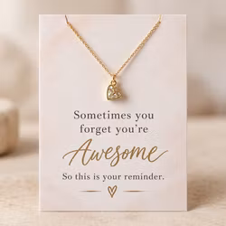 Awesome – smykkekort med  hjertekjede