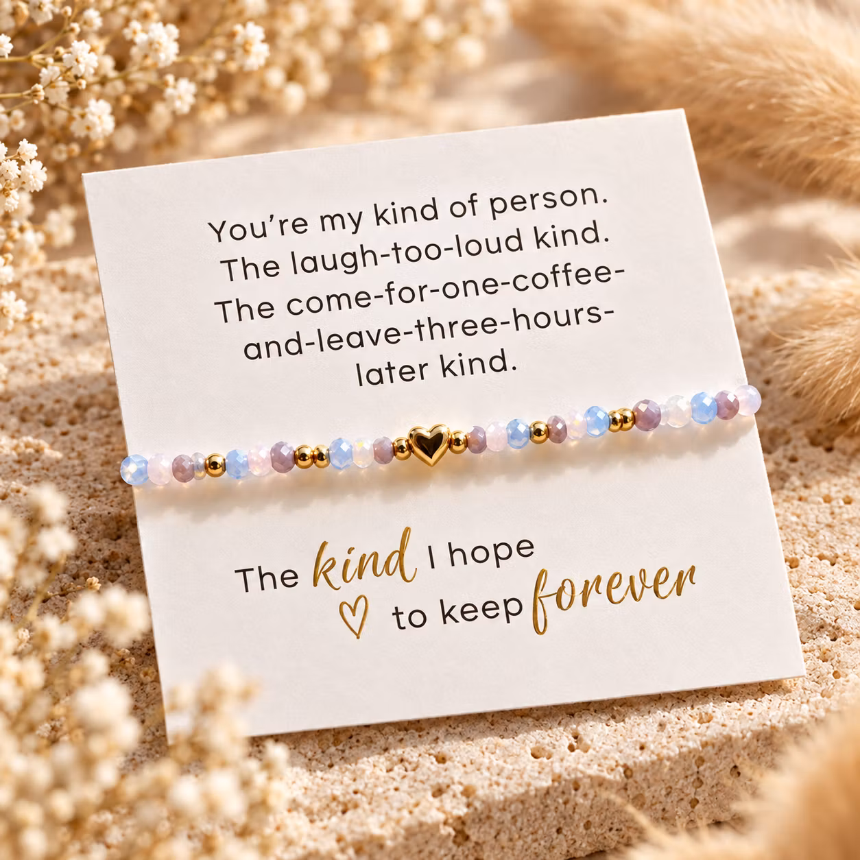 You’re my kind of person – smykkekort med perlearmbånd