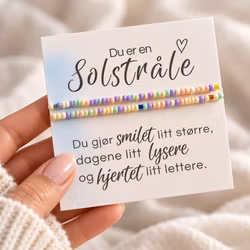Du er en solstråle – smykkekort med to perlearmbånd