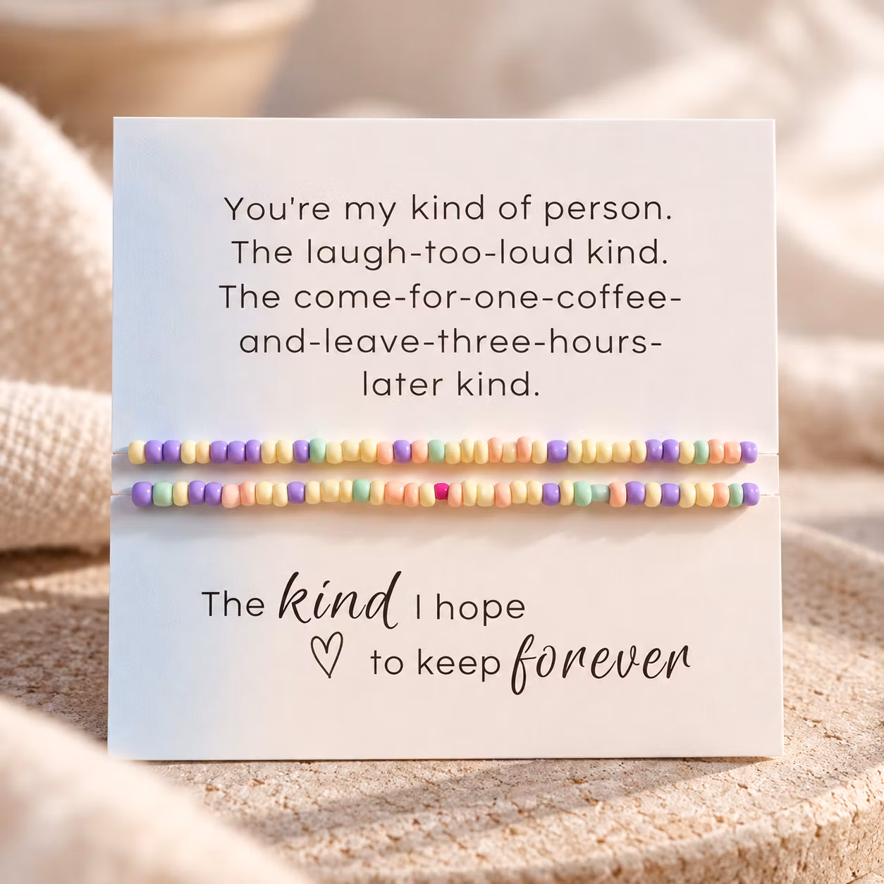 You’re my kind of person – smykkekort med to perlearmbånd