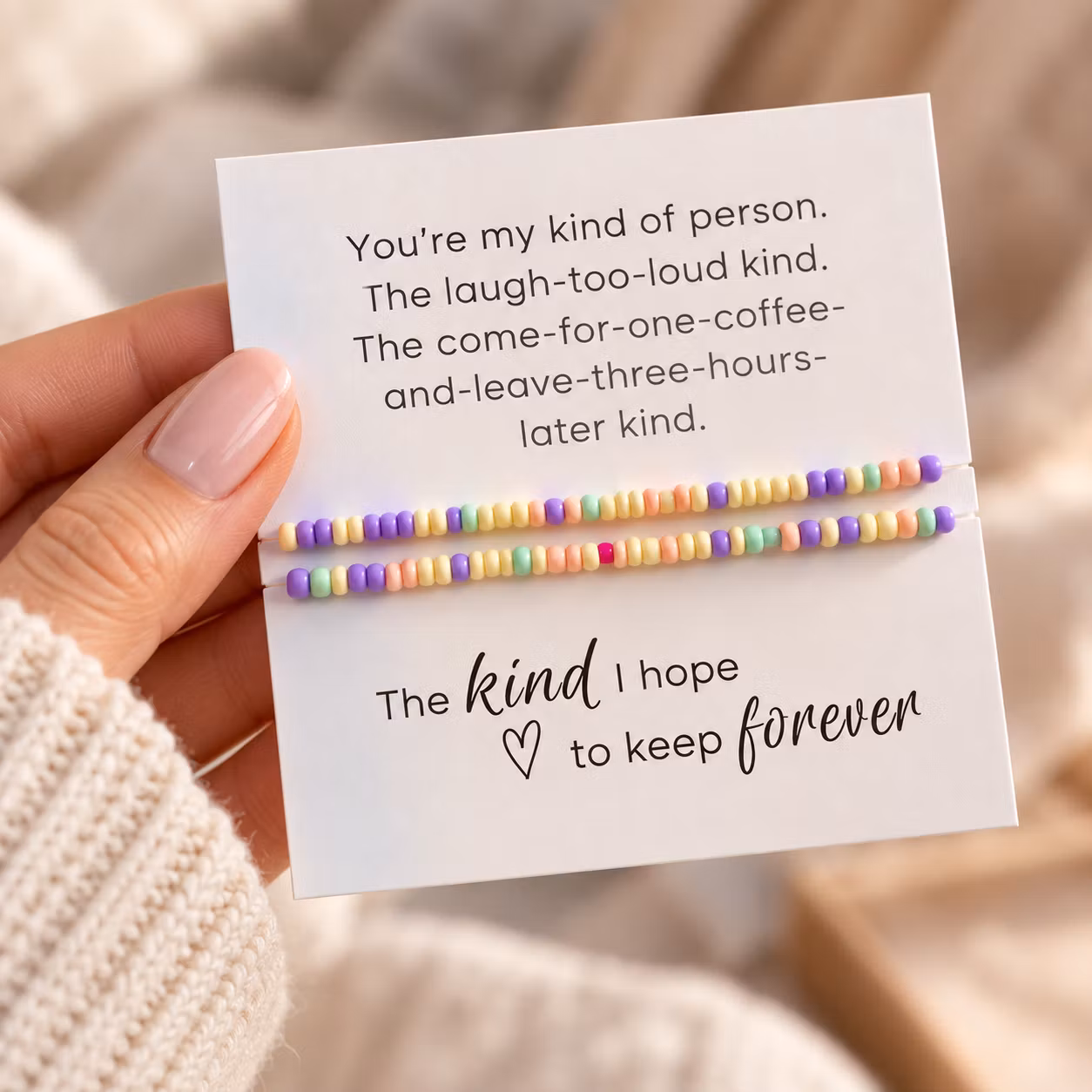 You’re my kind of person – smykkekort med to perlearmbånd