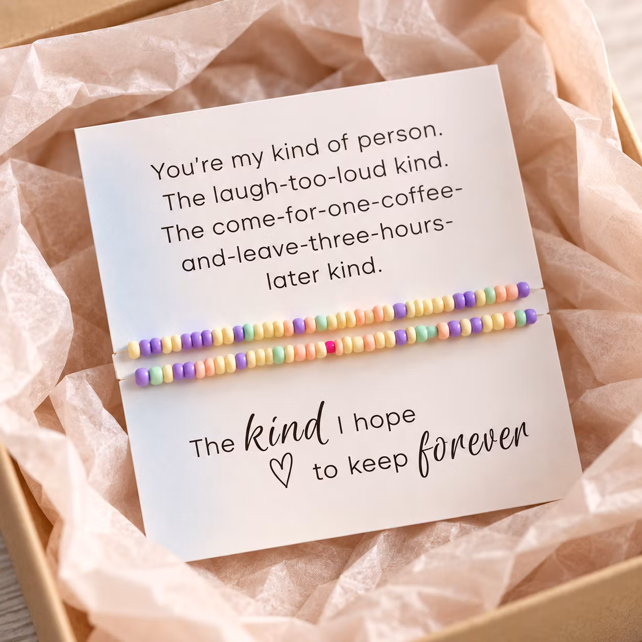 You’re my kind of person – smykkekort med to perlearmbånd