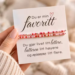 Du er min favoritt – smykkekort med to perlearmbånd