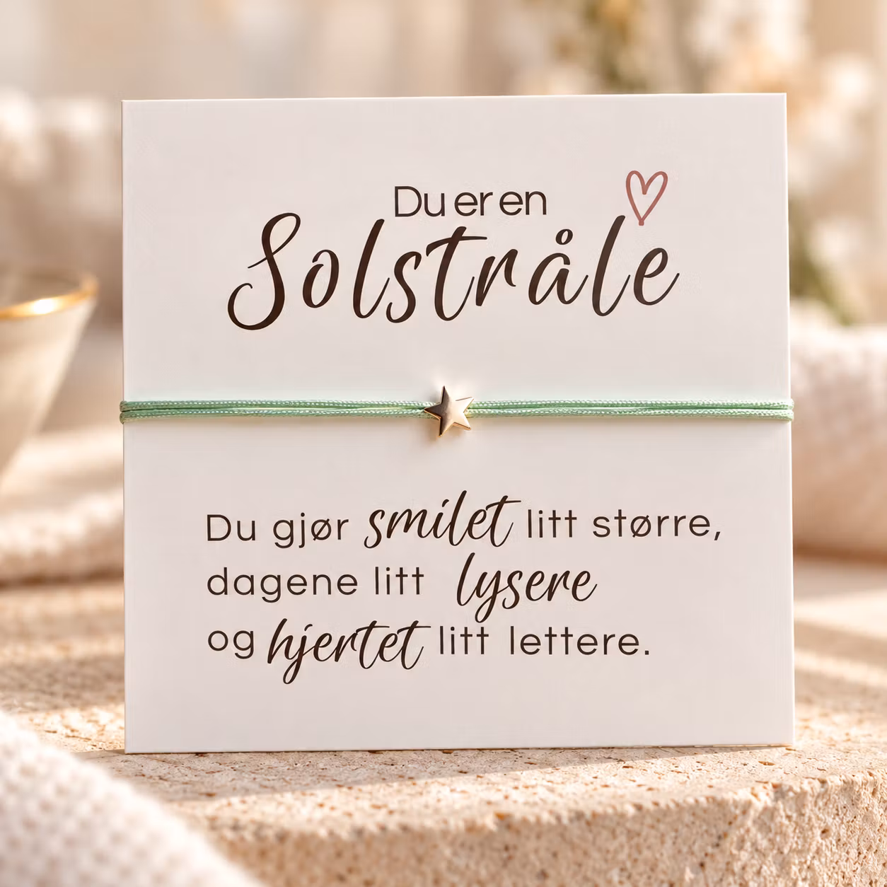 Du er en solstråle – smykkekort med stjernearmbånd