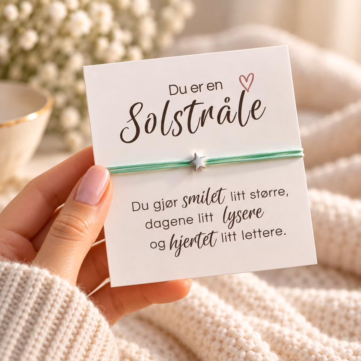 Du er en solstråle – smykkekort med stjernearmbånd