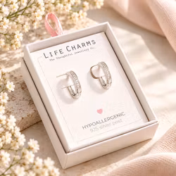 Life Charms - Sølv hoops med glitrende stener