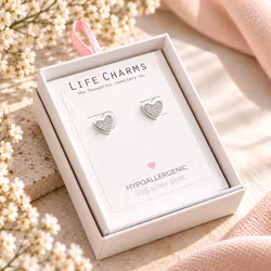 Life Charms - Hjerte Sølv øredobber