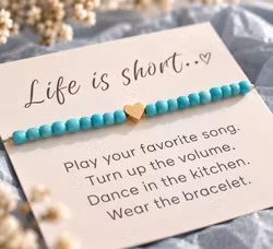 Life is short – smykkekort med  perlearmbånd