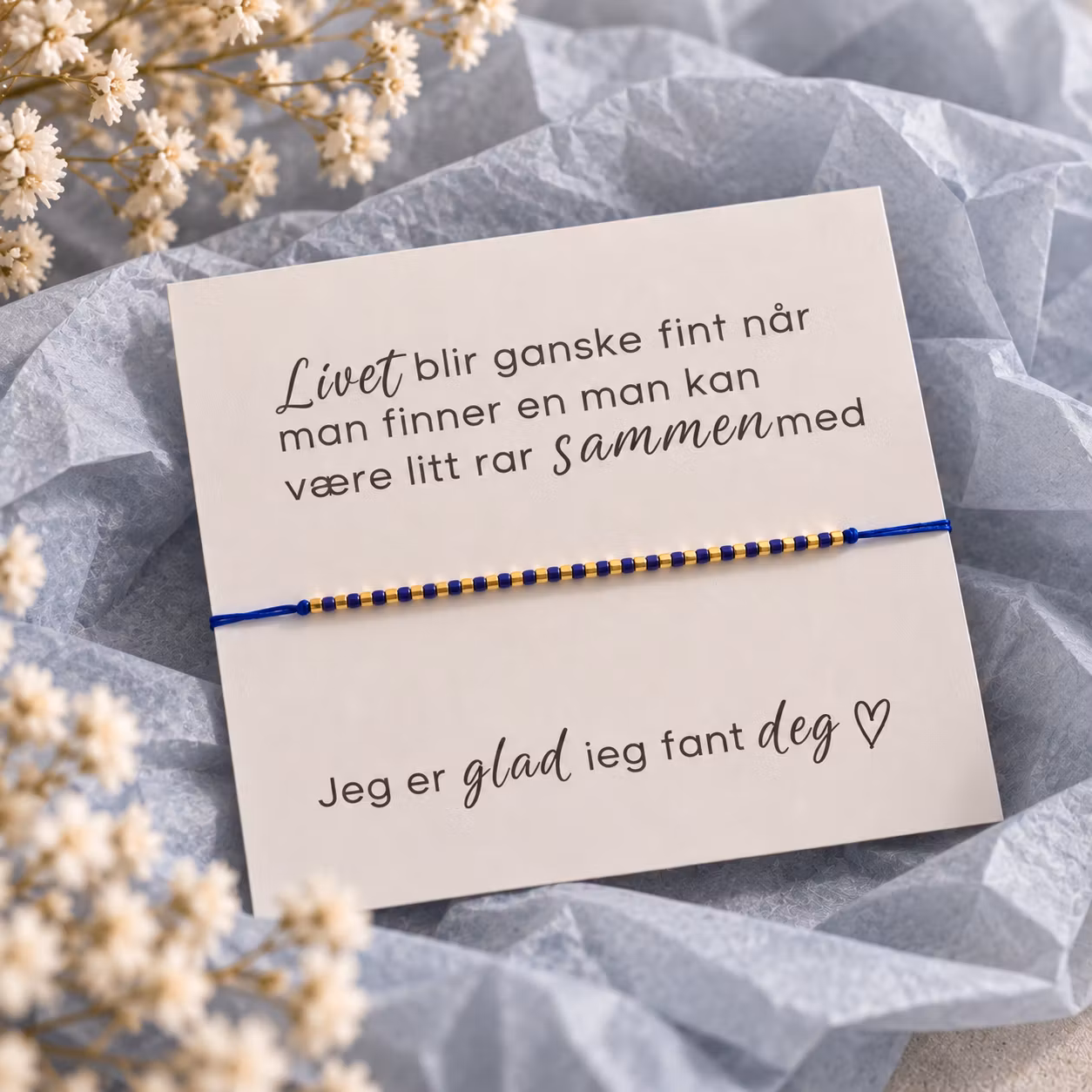 Livet blir ganske fint – smykkekort med  armbånd