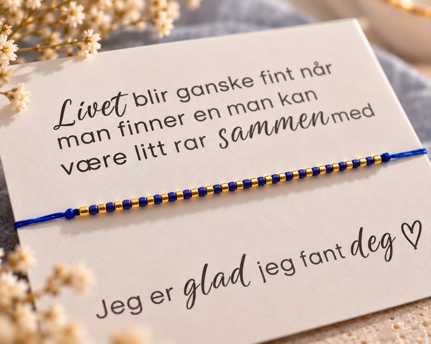 Livet blir ganske fint – smykkekort med  armbånd