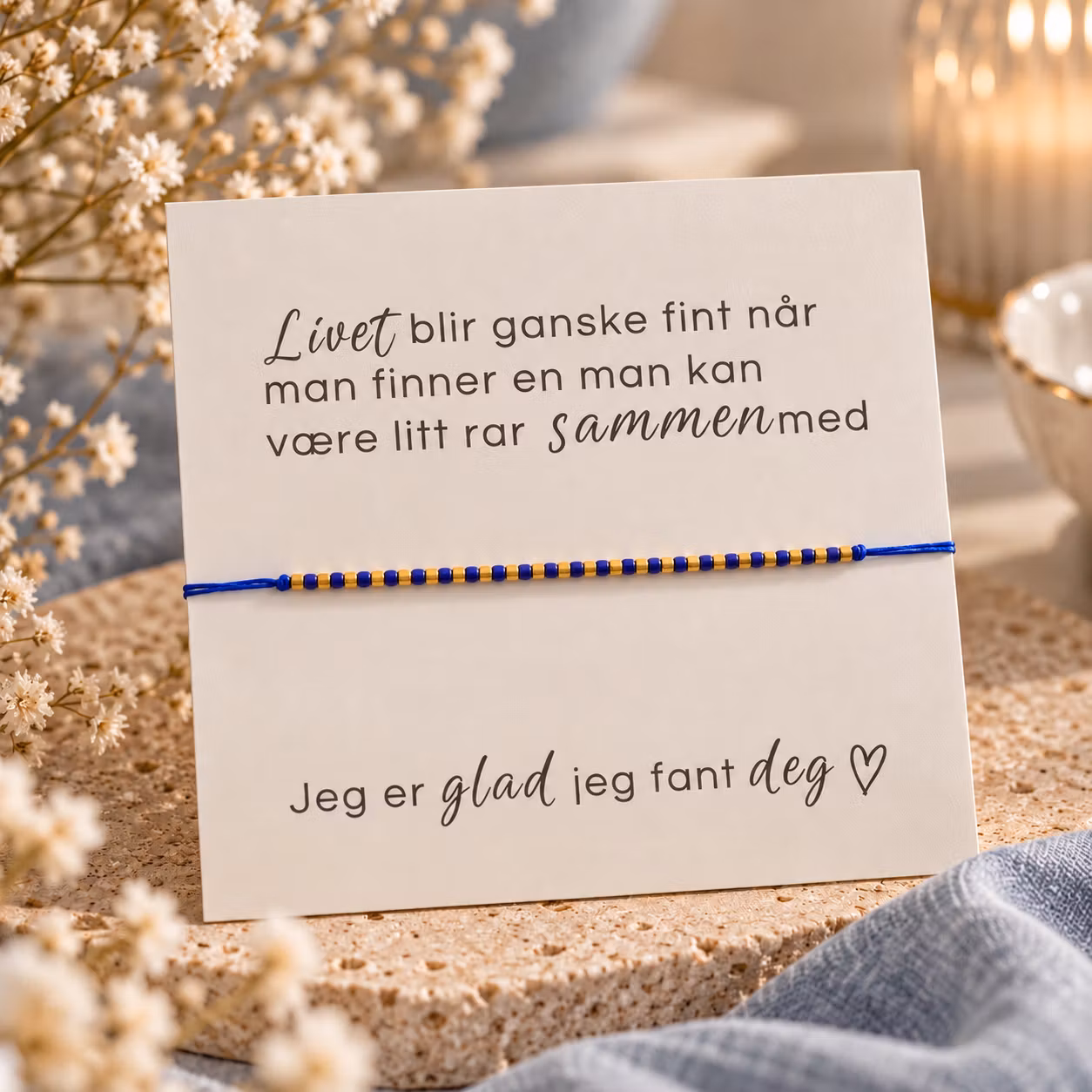 Livet blir ganske fint – smykkekort med  armbånd