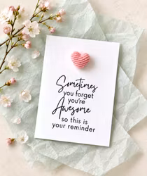 You are Awesome Pockethug - Rosa Kordfløyel Hjerte