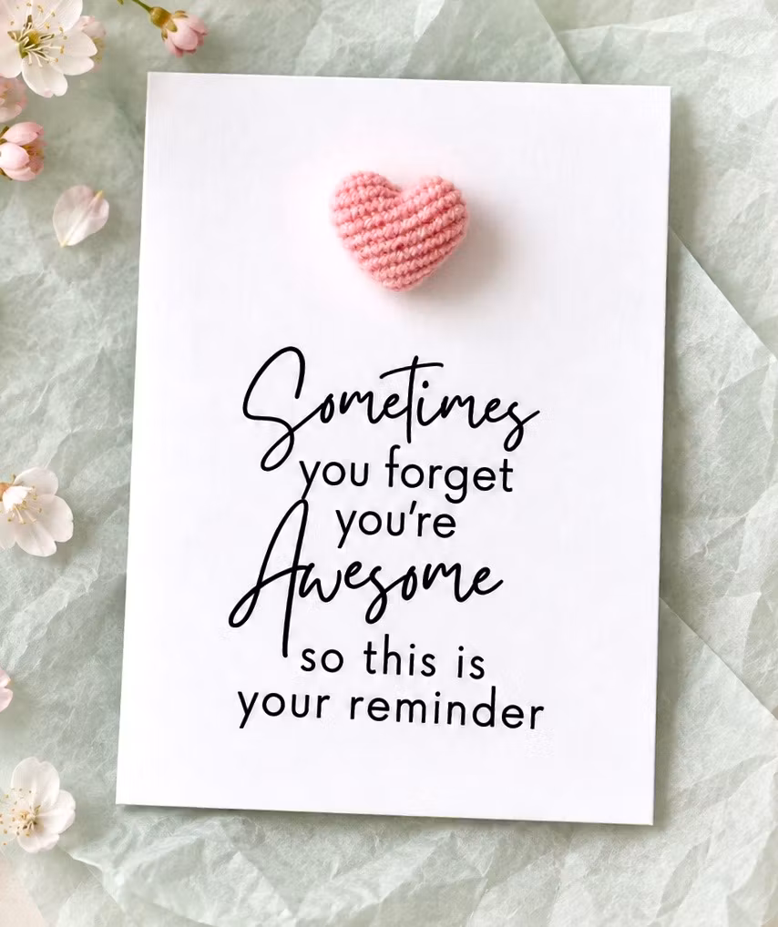 You are Awesome Pockethug - Rosa Kordfløyel Hjerte