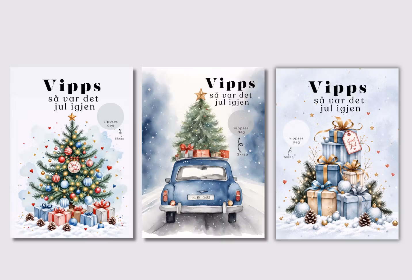 3pk Vipps Julekort