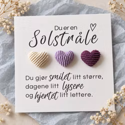 Du er en solstråle – kort med kordfløyelhjerter