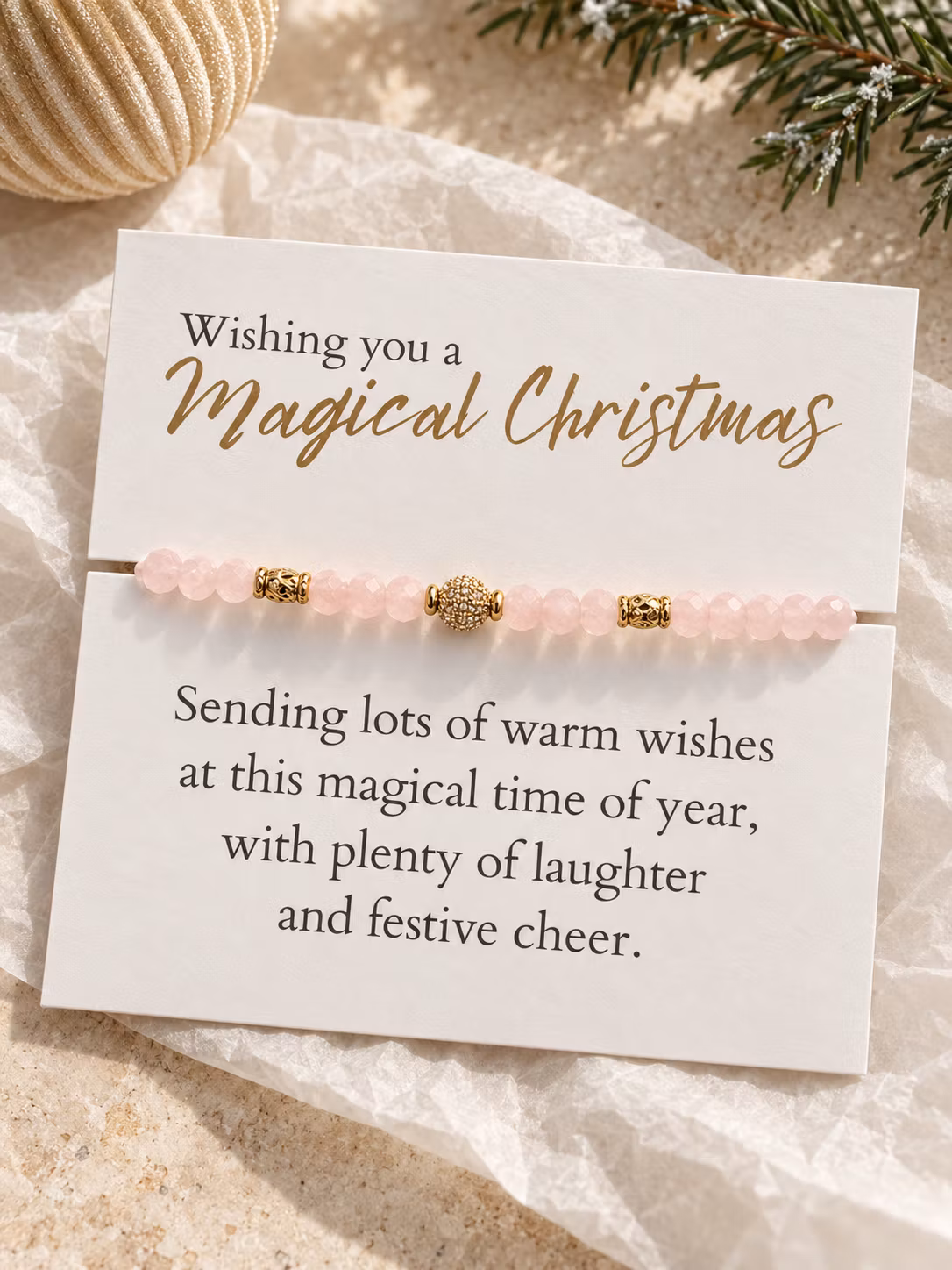 Magical Christmas – julesmykkekort med perlearmbånd