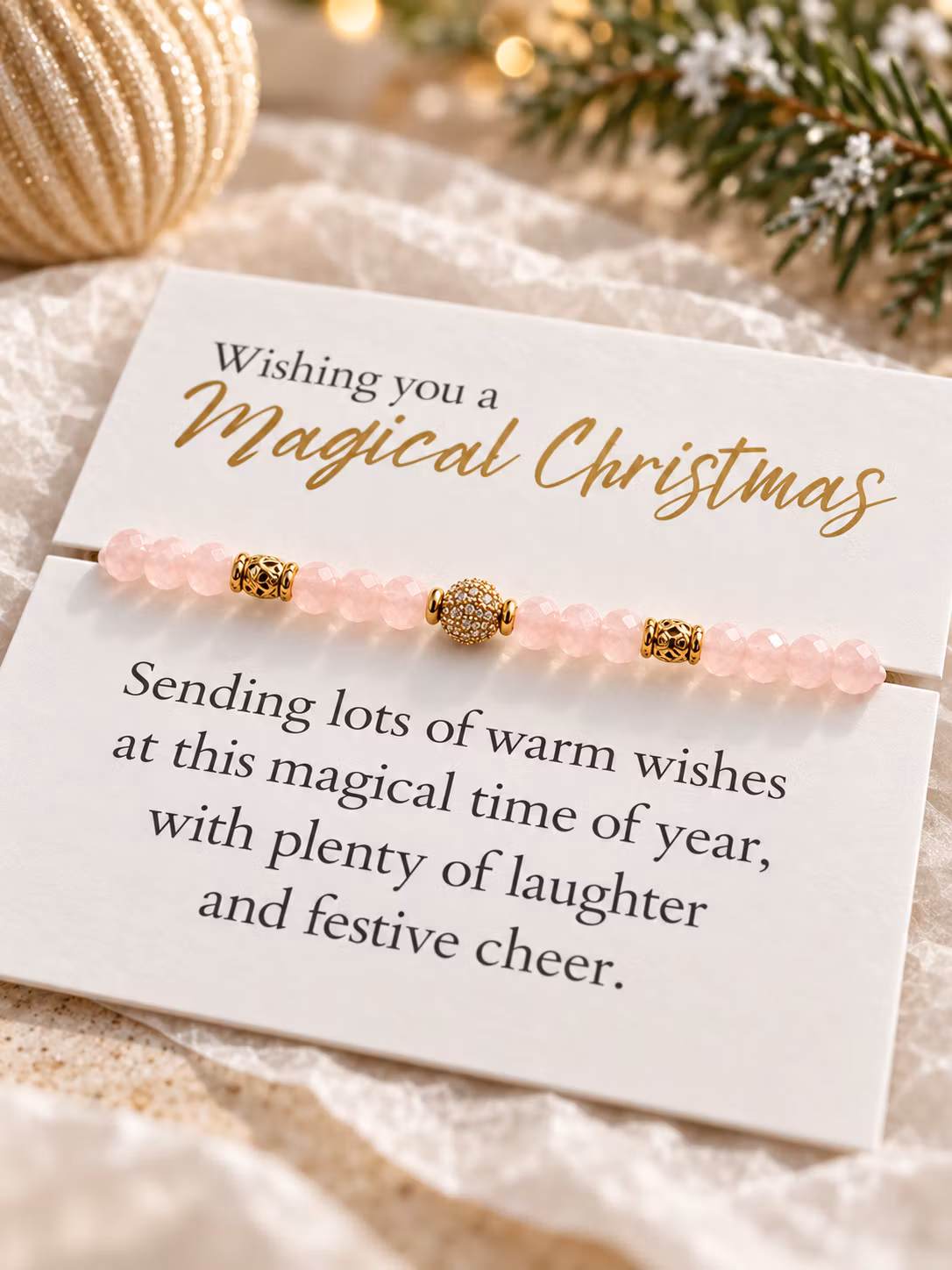 Magical Christmas – julesmykkekort med perlearmbånd