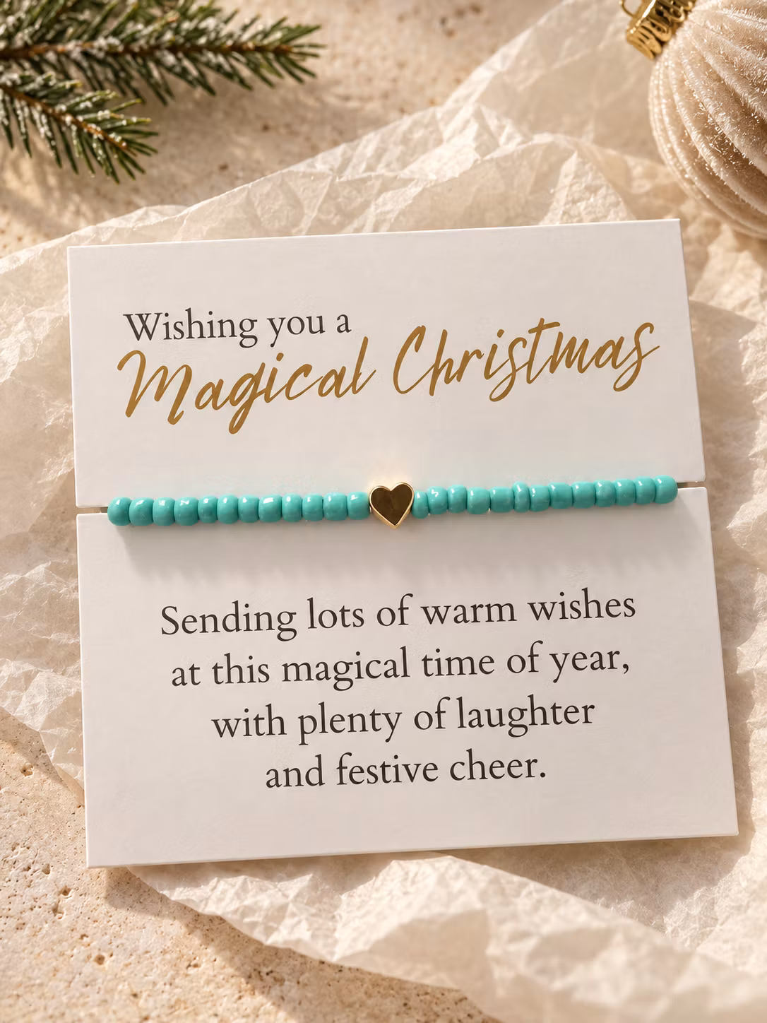 Magical Christmas – julesmykkekort med perlearmbånd