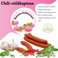 Chili-vitlökspinne - 3pack  Vegansk ölkorv