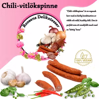 Chili-vitlökspinne - 3pack  Vegansk ölkorv
